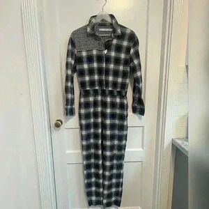 & Other Stories Blue Checkered Jumpsuit NEW